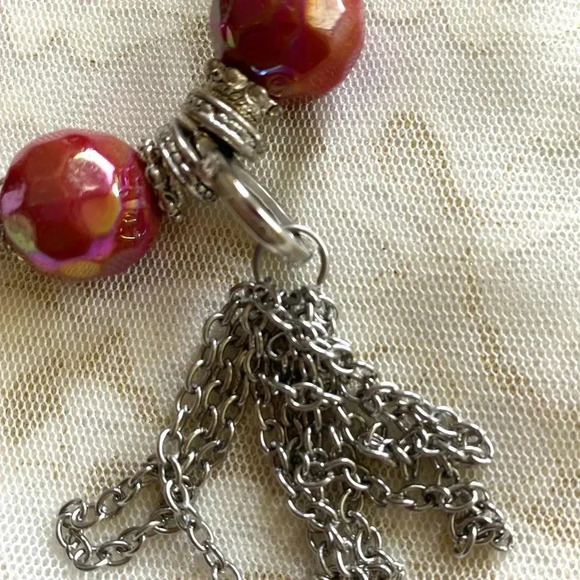 Pink and Metallic Beads Charm Stretch Bracelet - Picture 5 of 6